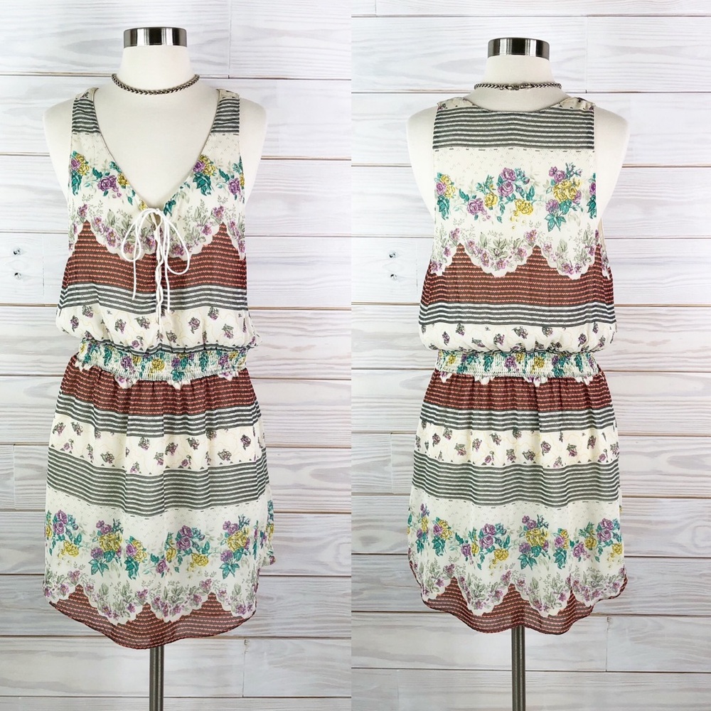 Free People Multicolor Floral Striped Dress